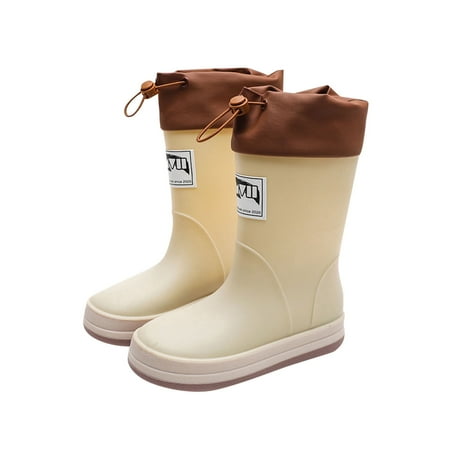 

Huesdet Insulated Rain Boots for Girls & Boys - Unisex Kids Rubber Boots for Rain Mud Agriculture & Fishing for Toddlers(Beige 10-11 Years)