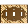 thumbnail image 1 of Metal Light Switch Plate Outlet Cover Vintage Yellow Brown Plaid Frame Wallpaper WAL031, 1 of 13