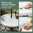 thumbnail image 5 of Eucalyptus Leaves Round Outdoor Tablecloth with Umbrella Hole Zipper, Pastoral Farmhouse Spring Botanical Elastic Fitted Table Cover, Waterproof Table Cloth for Patio Picnic Party Fits 36"-44", 5 of 9