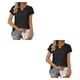 thumbnail image 1 of Qarigey Camiseta plisada de manga corta de verano con cuello en V de Color sólido, camisetas básicas, camisetas sueltas elásticas y fluidas, Type8 NO8, 1 of 6