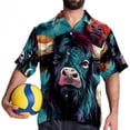 thumbnail image 4 of Yak Men's Short Sleeve Poplin Shirt, Casual Printed Button Down Summer Beach Shirt - Unisex, 4 of 6