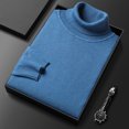 thumbnail image 4 of Suéter de cuello alto para hombre, camisa de punto de fondo, suéter ajustado de color sólido para hombres jóvenes y de mediana edad, suéter multicolor, 4 of 6