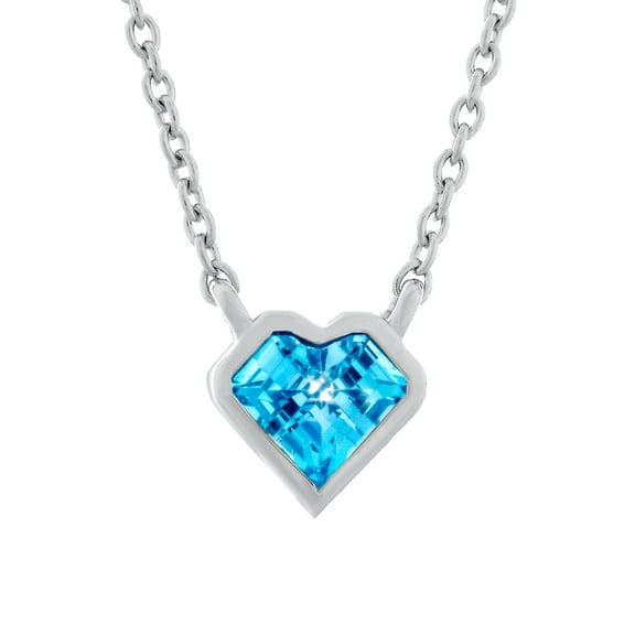 Brilliance Fine Jewelry Aquamarine Cubic Zirconia Heart Silver Necklace, 18"