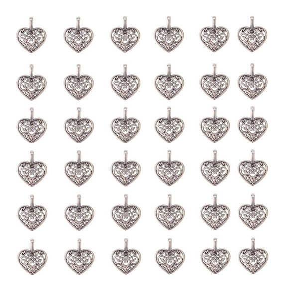 Tibetan Style Alloy Pendants Heart Antique Silver 18x15x2mm 100pcs/box
