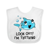 Inktastic Look Out I'm Teething- Cute Shark Boys or Girls Baby Bib