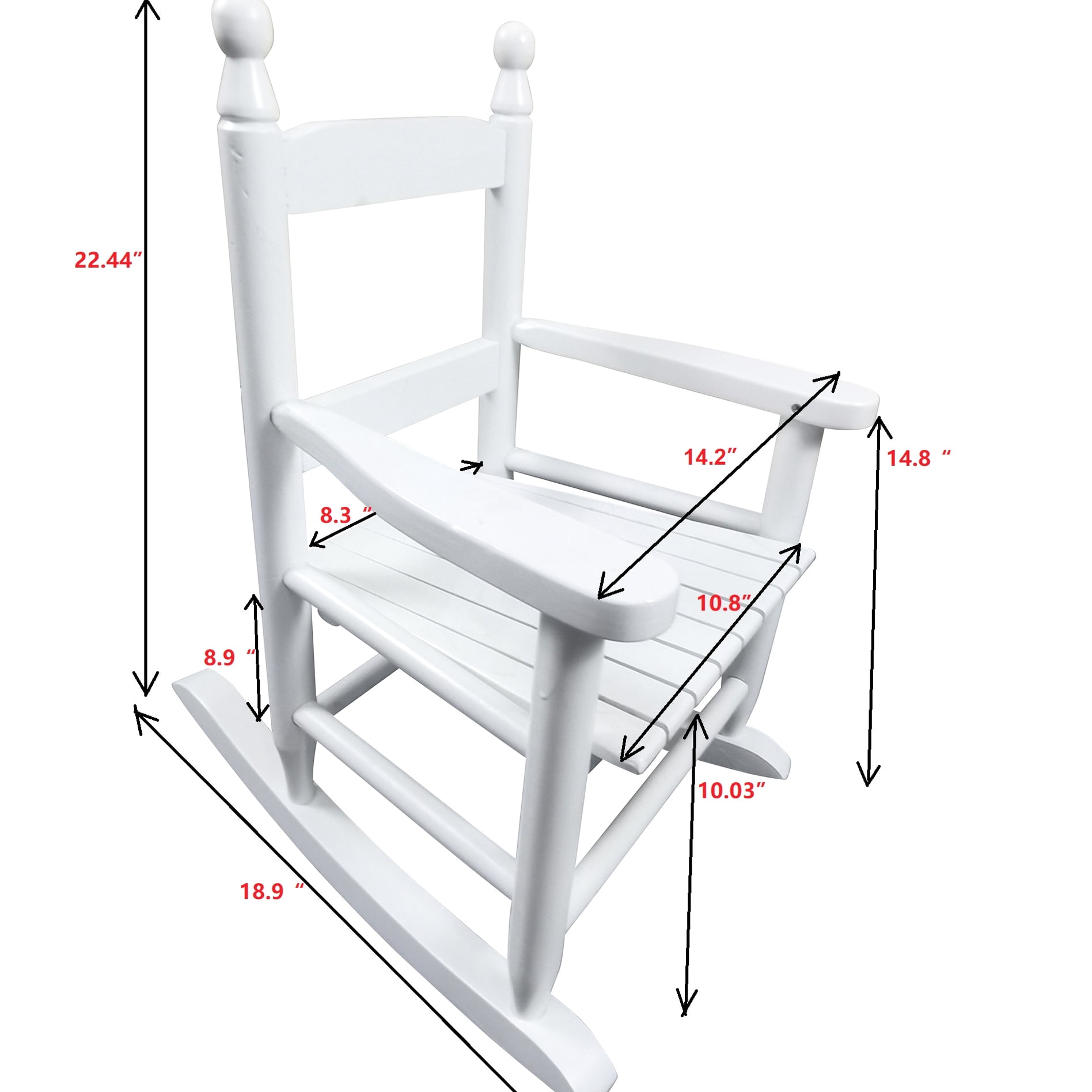 Rocking Chair - White Solid Wood, Fit For Indoor & Outdoor Spaces, Construction, Comfortable Back, 110 Lbs Weight Capacity Hardwood Material, Outdoor, Seat Limit, Easy Assembly Process, Kit,