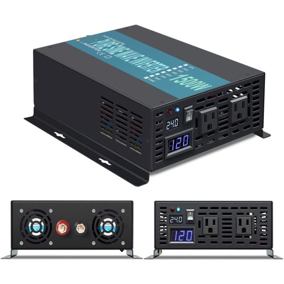 1500W Pure Sine Wave Inverter 24V Backup Power Bank Inverter Solar Panel Converter 12V/36V/48V/110 DC to 120/230/240 AC ,Safety