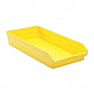 Quantum Economy Multi-purpose 4 " shelf bins with divider tabs in Yellow 23-5/8" x11-1/8" x 4" Sold 36 per Zack pack carton