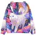 thumbnail image 2 of DIXRUYEE Youth Hoodie Pullover Sweatshirt Cat’s Rainbow Floral Printed, 2 of 9