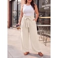 thumbnail image 2 of Cueply Womens Wide Leg Pants Plus Size Elastic Tie Knot Lounge Pants Loose Trousers with Pockets, 2 of 7