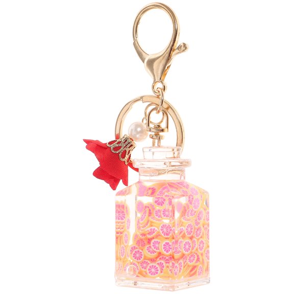 ULTNICE 1PC Fruit Liquid Quicksand Acrylic Keychain Bag Charm