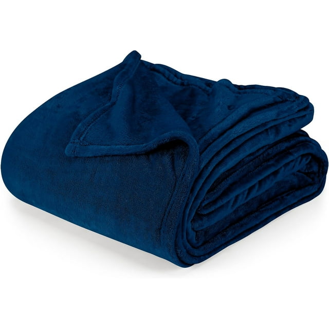 Navy Fleece Blanket Twin Size Lightweight Fuzzy Soft Anti-Static Microfiber Bed Blanket (90x66 Inch)