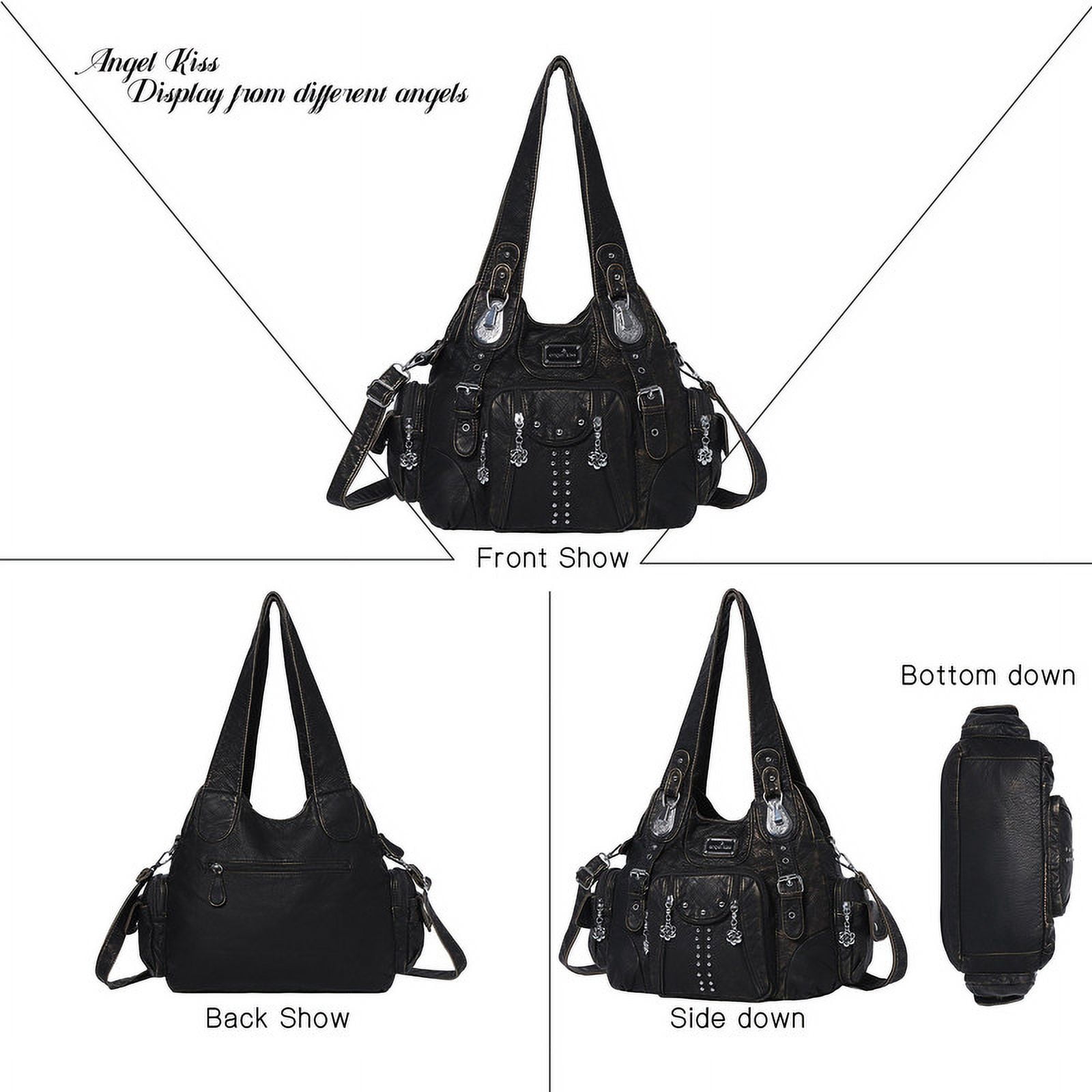 Angel Kiss for Women Large capacity Vegan Leather wallet and Handbags Crossbody Purses Multi pocket shoulder bag