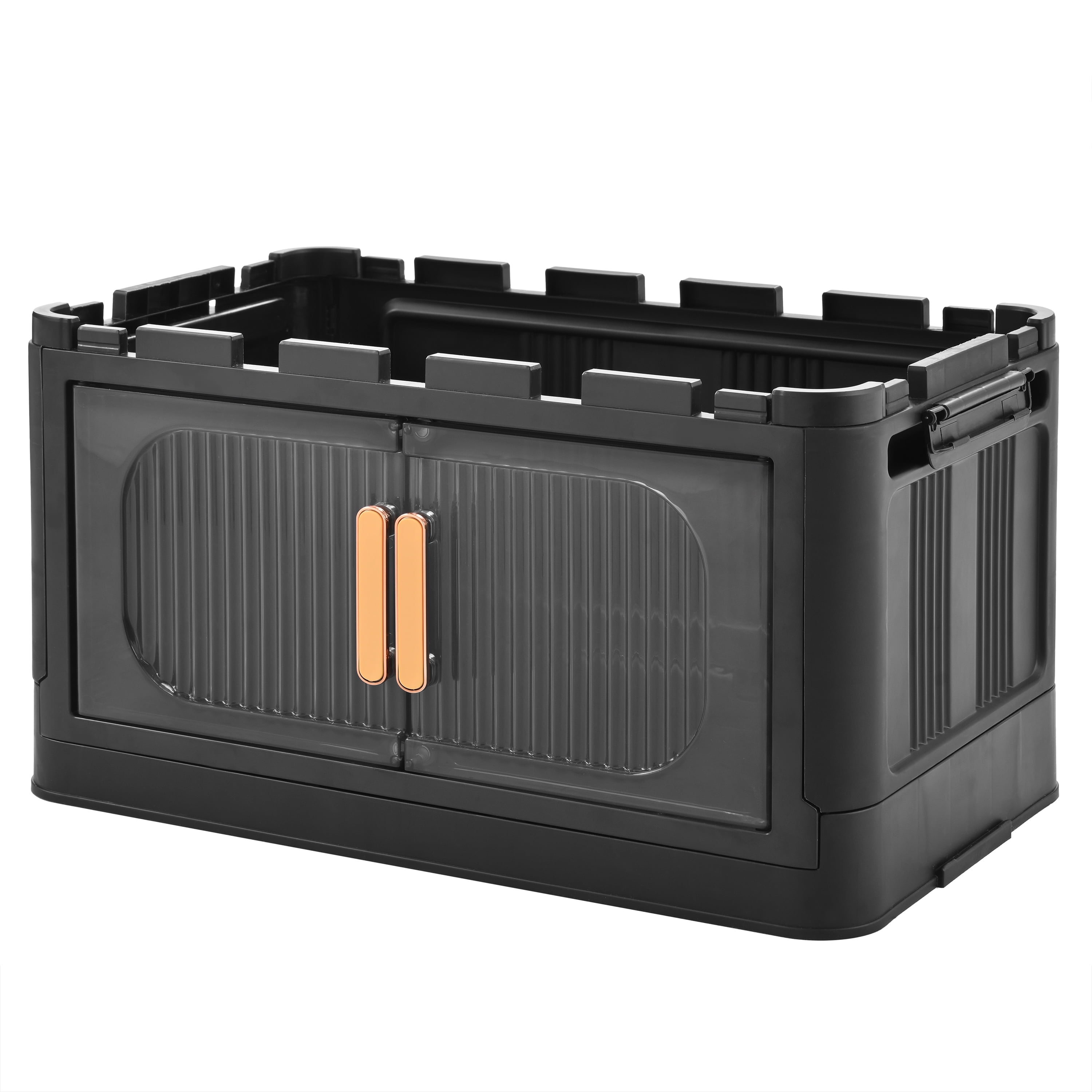 Aukfa 4 Tier Collapsible Storage Bins,Rolling Utility Organize Storage Cart,Black