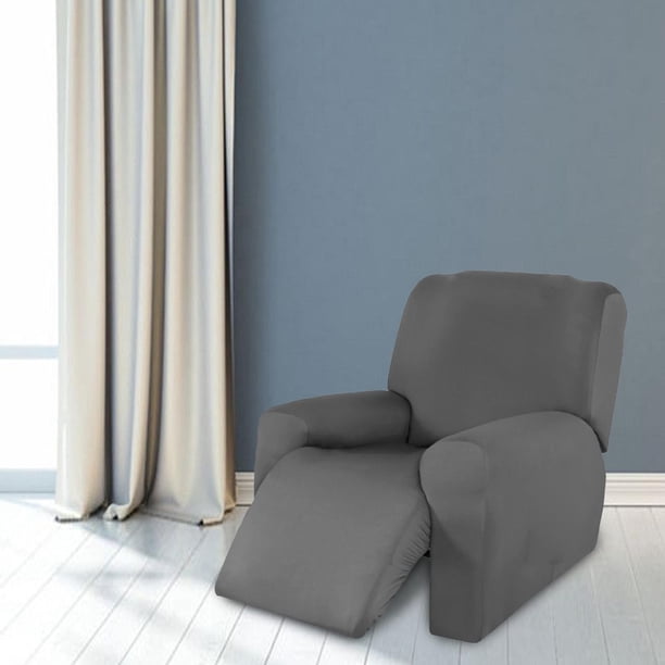 Funda de sofá suave elástica con elástico, de muebles, funda de sofá lavable, suave y fácil de utilizar, para cojín, sofá, , mascotas Gris oscuro 4 rebanadas Macarena cubierta de chaise lounge