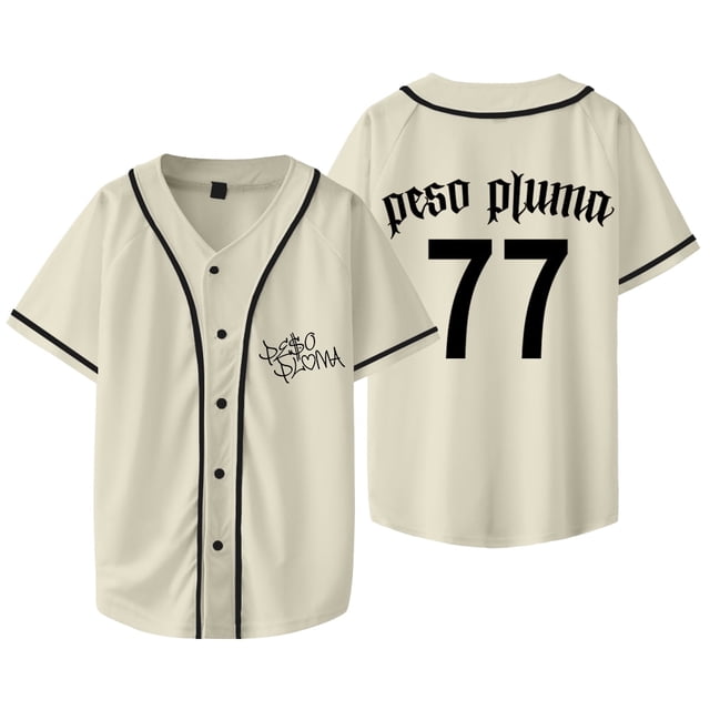 Peso Pluma 77 Maillot Exodo Tour Merch Veste de Baseball Femmes Hommes Mode Décontractée T-shirts à Manches Courtes, style 2,TP