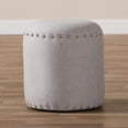 thumbnail image 4 of Skyline Decor Light Grey Fabric Upholstered Nail Trim Ottoman, 4 of 5
