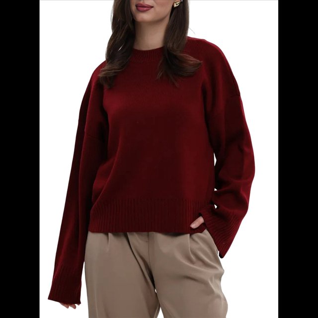 Suéteres de Gran Tamaño para Mujer, Suéter Grueso y Abrigado. Vino Tinto S