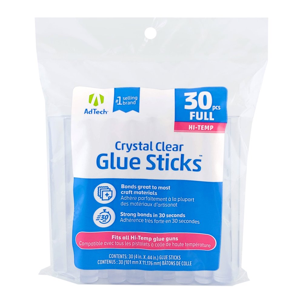 AdTech Crystal Clear Glue Sticks (W22014ZIP30) Full Size, Crystal