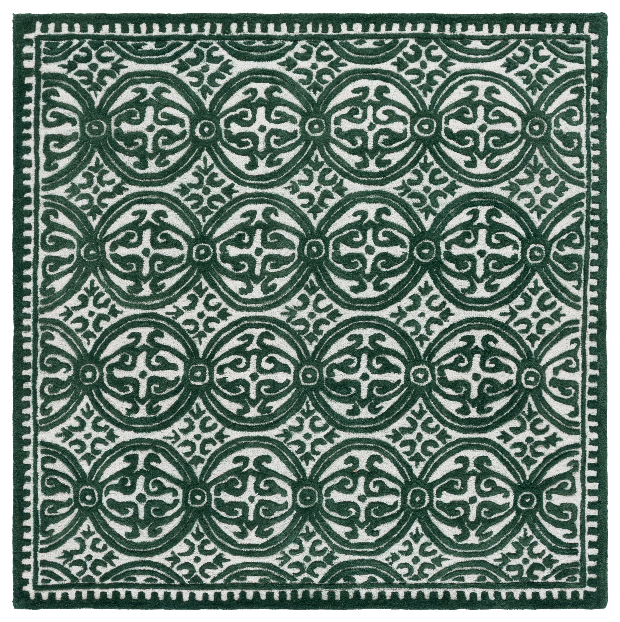 Safavieh Cambridge Leslie Geometric Wool Area Rug, Ivory/Green, 6' x 6' Square