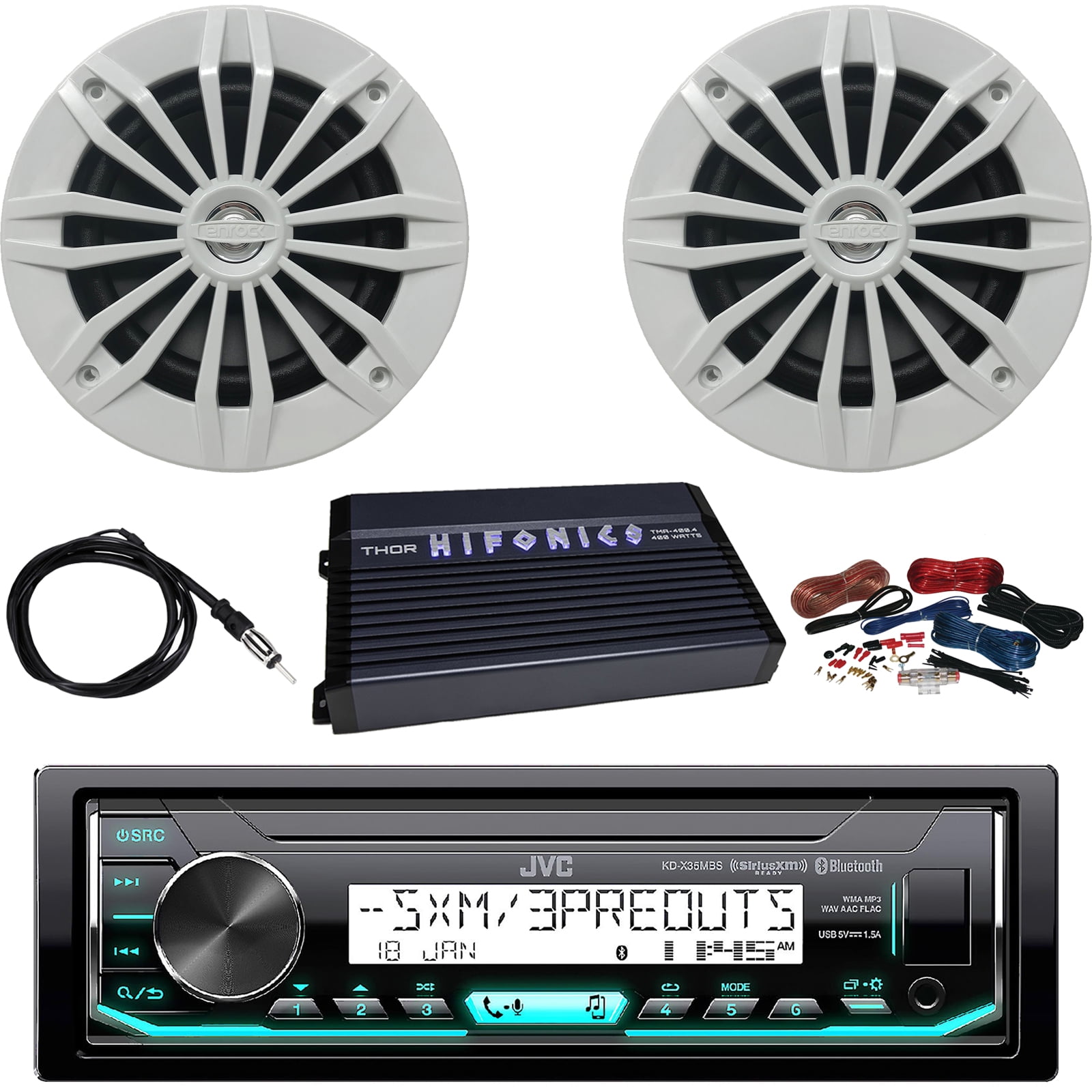 JVC KDX35MBS Marine SingleDIN AM/FM Bluetooth SiriusXM Ready Receiver