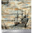 thumbnail image 1 of Soimoi Georgette Viscose Fabric Ship Ocean Printed Fabric 1 Yard 42 Inch Wide, 1 of 1