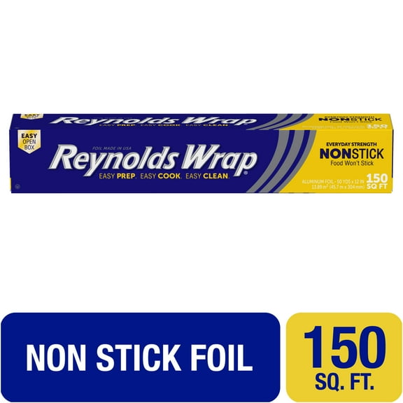 Reynolds Wrap Non-Stick Aluminum Foil Roll, 12 inches Wide, 150 Sq. Ft.