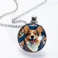 thumbnail image 2 of Corgi Glass Design Circle Pendant Necklace - Elegant Jewelry Piece, 2 of 5