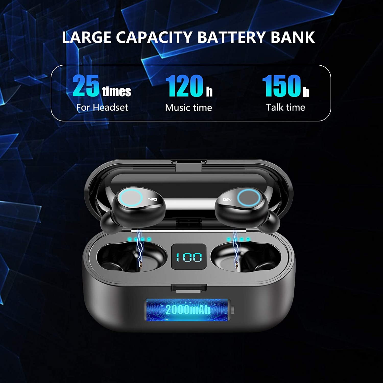 Wireless Earbuds Bluetooth 5.0 with 2000mAh Charging Case LED Battery Display 35H Playtime IPX7 Waterproof TWS Stereo Headphones in Ear Built in Mic Headset Deep Bass Hi-Fi Sound for Sport
