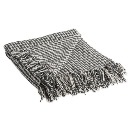 DII Rustic Farmhouse Cotton Houndstooth Blanket Throw with Fringe For Chair, Couch, Picnic, Camping, Beach, & Everyday Use , 50 x 60