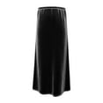 thumbnail image 6 of Velvet Maxi Skirts for Women Elastic High Waisted Drawstring Long Skirts Solid Color Full Length Fall Clothes (L, Black), 6 of 6