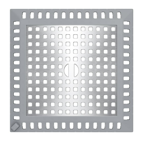 4.8'' Sink Drain Strainer, Square Shower Drain Hair Catcher, Shower Drain Cover for Bathroom Floor Drain, Essential to Prevent Drains Clogging for Bathroom, 304 Stainless Steel and Silicone, Gray