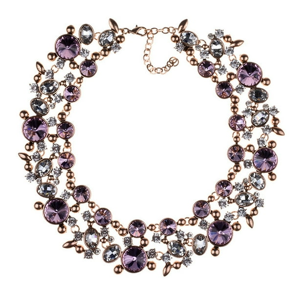Minnieouse Collar de cristal Cadenas de clavícula de aleación Collares retro Decoración Novia Señoras Joyería para citas Fiesta Regalo Joyas Ropa, zapatos y accesorios Miscelánea Rosado Minnieouse AP014540-03