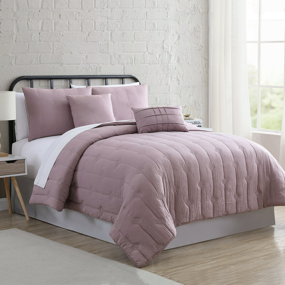 Modern Threads 5 Piece Textured Comforter Set, Eldon Blush, Queen