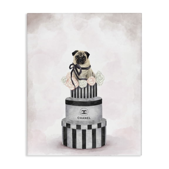 Stupell Industries Glam Fashion Box Stack Dog Pink Pet Canvas Art, 16 x 20, by Ziwei Li