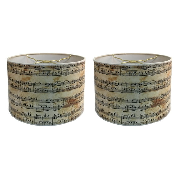Royal Designs, Inc. Custom Handmade Hardback Shade, 10in, Music Notes - 2 Pk