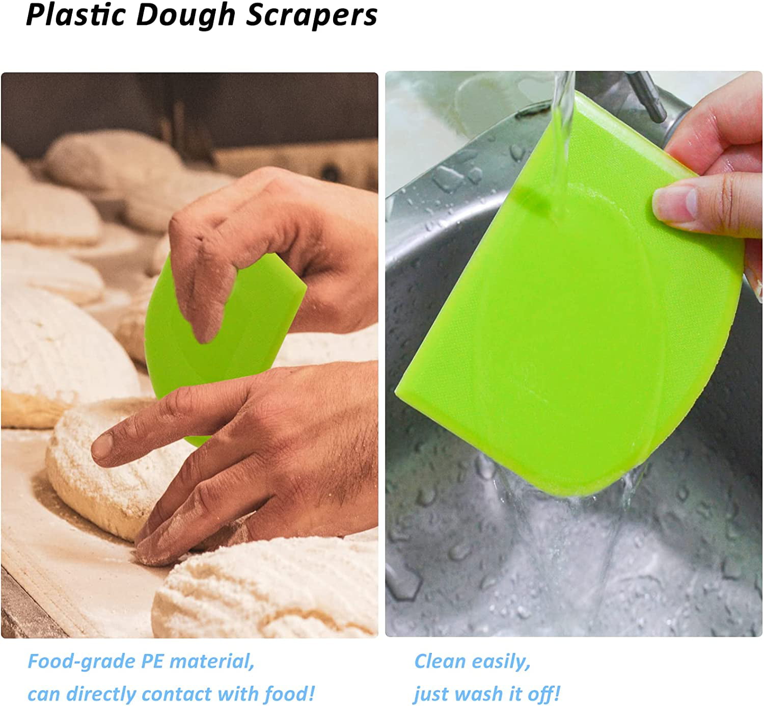 Trinyaa Dough Scraper Card Dough Cutter Bowl Scraper Dough Bread Cutter for Baking, Plastic Food Safe Plastic Scraper Multi-Purpose Food Scraper