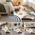 thumbnail image 6 of Abstract Boho Large Area Rugs for Bedroom Living Room, Soft Non Slip Carpet Bedside Rug, Bohemian Palm Leaf Geometric Leaf Circle Round Floor Cover Kitchen Accent Rug 3' for Dining Room/Office, 6 of 9