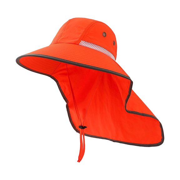 High Visibility Reflective Sun Hat with Neck Flap Wide Brim Work Safety Boonie Hats Adjustable Bucket Cap for Men Women