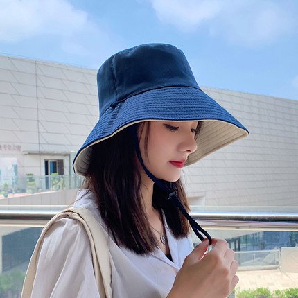 Sombrero de pescador de doble cara, versión de verano para mujer, sombrero de protección solar UV, sombrero de ala de verano con marea
