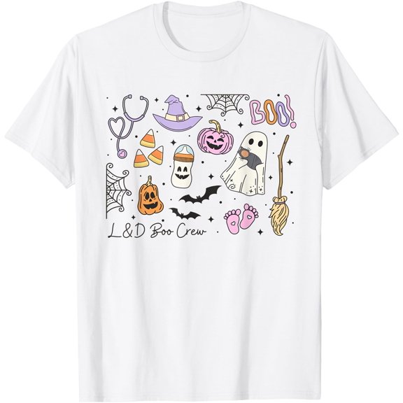 Labor And Delivery Nurse Halloween Pumpkin Ghost Autumn Fall T-Shirt, Vintage T-Shirt