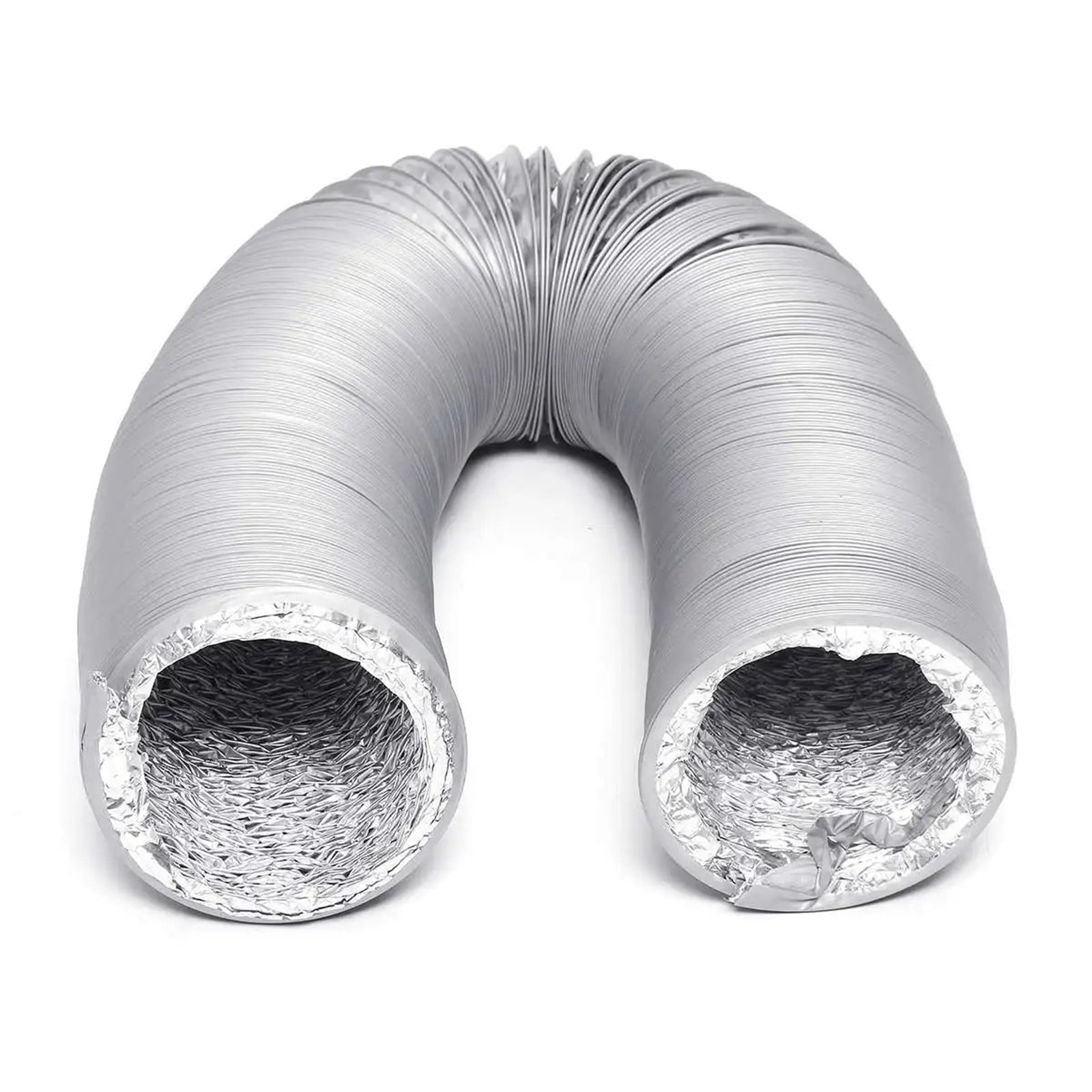 Gray 4 Inch 10ft Dryer Vent Hose Flexible Insulated Air Ducting PVC Aluminum Foil for HVAC Ventilation