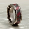thumbnail image 5 of Metal Masters Mens Gunmetal Tungsten Carbide Ring Black Red Carbon Fiber Inlay Wedding Band 8mm, 5 of 7