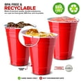 thumbnail image 3 of JJEAN-Red Plastic Cups Disposable, 16oz (50 Count) Heavy-Duty, Large Party Cup Pack Bulk Pack for Drinking Punch, Soda, Wine, Beer, 4th of July, Halloween, 3 of 4