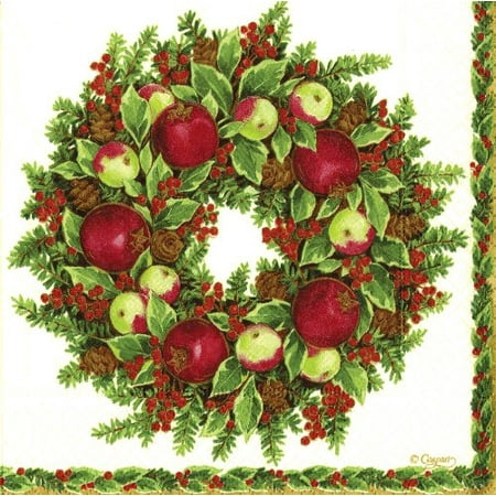 - Entertaining with Caspari Cocktail Napkins, Williamsburg Wreath, 20-Pack