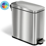 iTouchless SoftStep 3 gal Slim Bathroom Step Garbage Can with AbsorbX Odor Filter, Stainless Steel