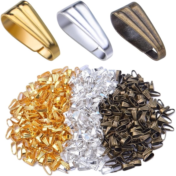 600pcs 3 Colors,Pinch Clip Clasp Metal Snap Bail Hook Pinch Clip Bail Pendant Necklace Clasps Dangle Pendant Charms Connectors for DIY Jewelry Making