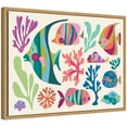 thumbnail image 4 of Kate and Laurel Fun Colorful Tropical Fish Shells Framed Canvas Wall Art  by Rachel Lee 24 x 18 Sylvie Natural, Coastal, Abstract, Beach, Animals Art for Wall Decor, Living Room, Bedroom, 4 of 8