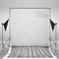 thumbnail image 1 of YUSDECOR 5x7ft Retro White Brick Wall FloorPhotography Studio Backdrop Background, 1 of 2