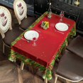 thumbnail image 4 of Meery Christmas Rectangle Tablecloth Xmas Trees Green & Red Tableclothes 60x102inch Polyester Happy Holiday Washable Foldable and Durable Table Covers for Dining Table Buffet Parties and Camping, 4 of 5